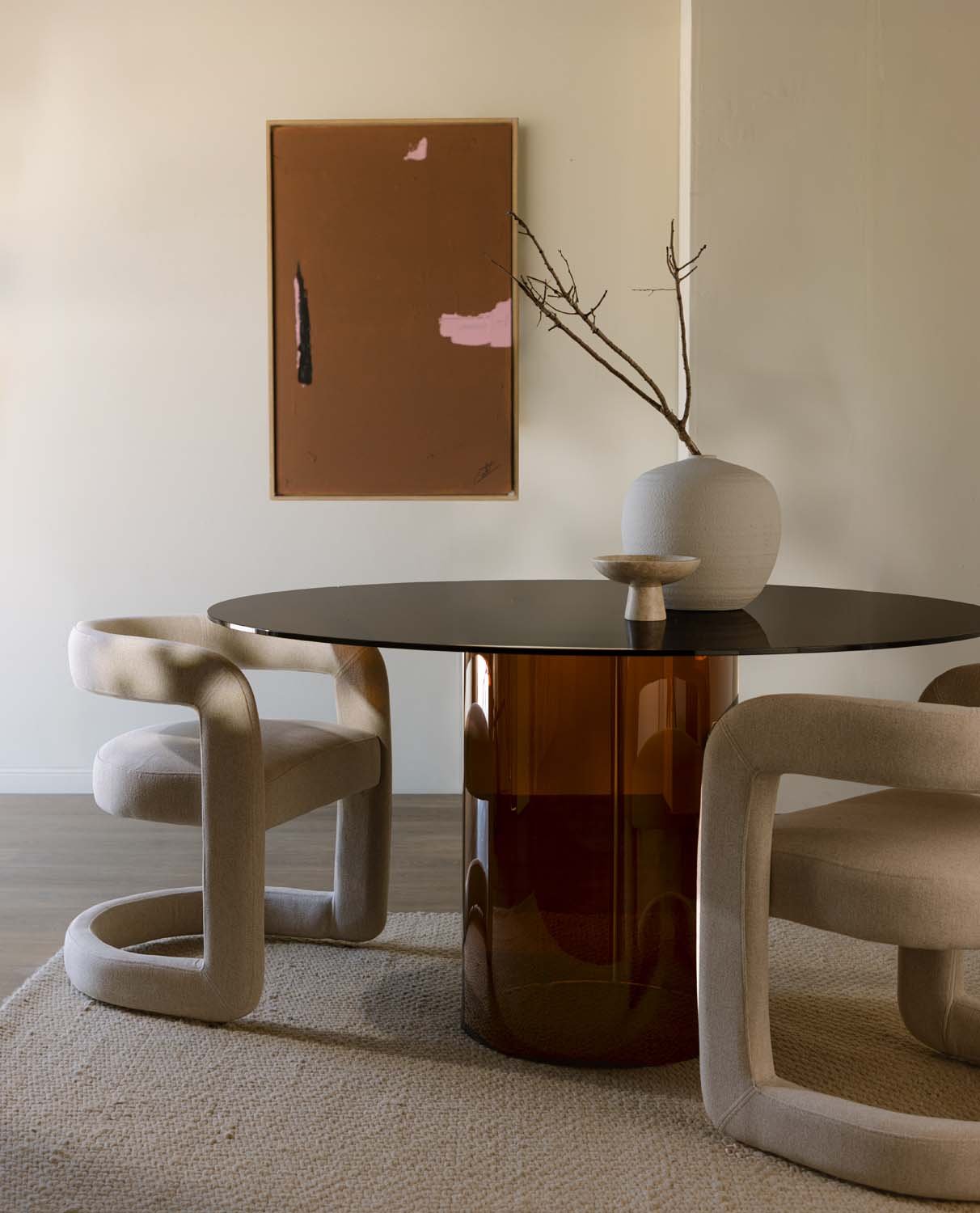Table de Salle à Manger Ronde en Verre Trempé (Ø140 cm) Kolu, image de la gelerie 2
