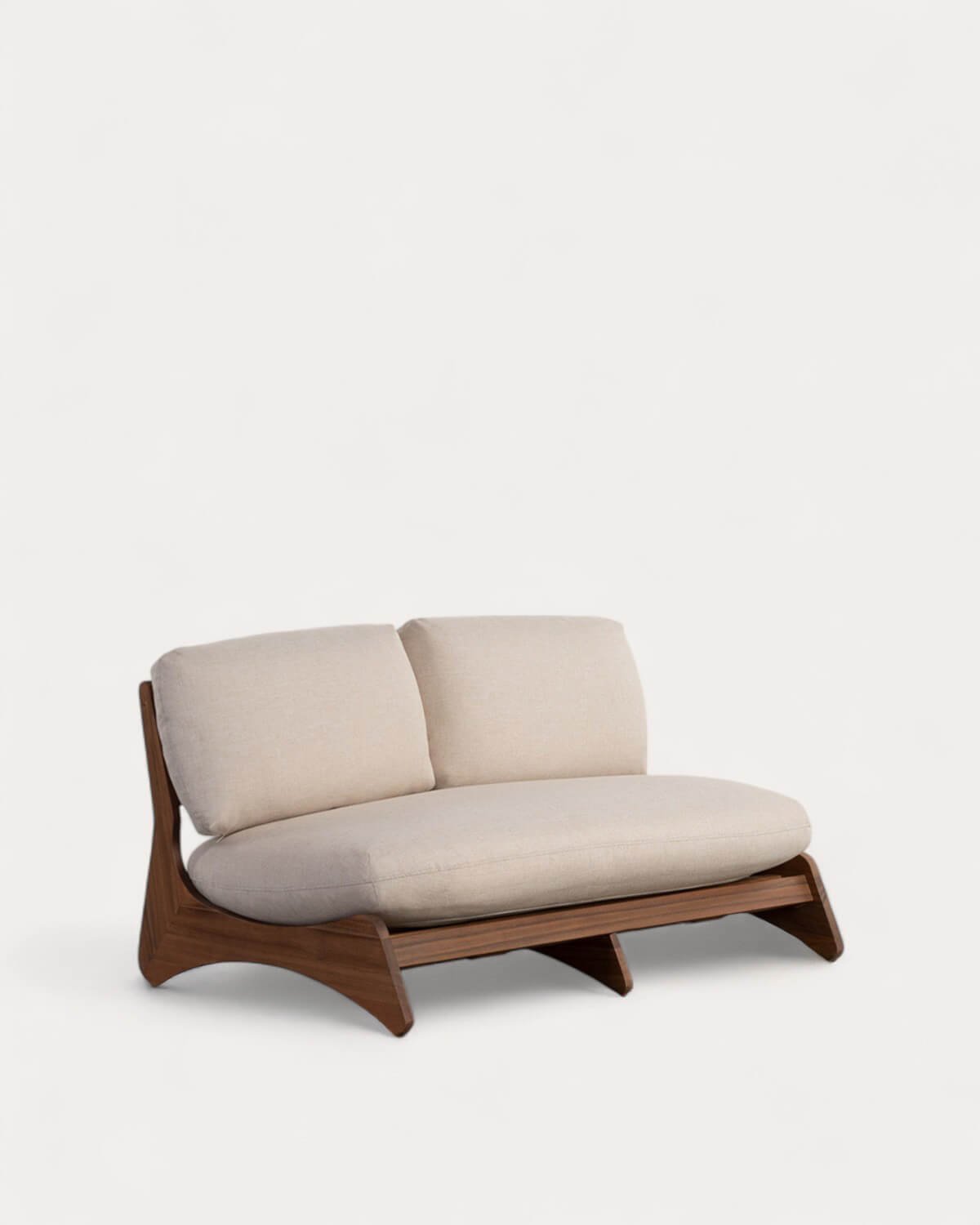Canapé de Jardin 2 Places en Bois d'Acacia avec Coussins en Tissu Lorent, image de la gelerie 1