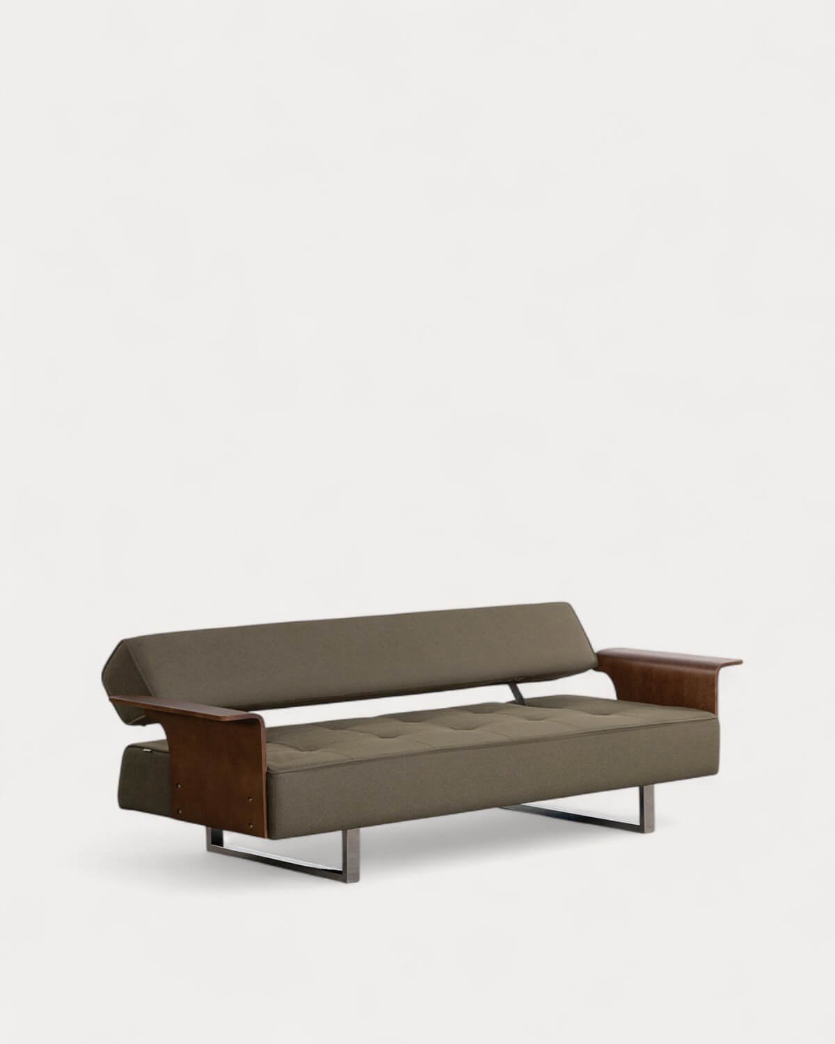 Canapé Lit 3 Places avec Accoudoirs Bois et Tissu neuf 70S, image de la gelerie 1