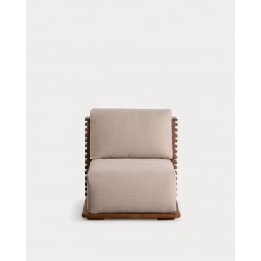 Chaise de Jardin en Bois d'Acacia avec Coussins en Tissu Hazan Beige Seashell - The Masie