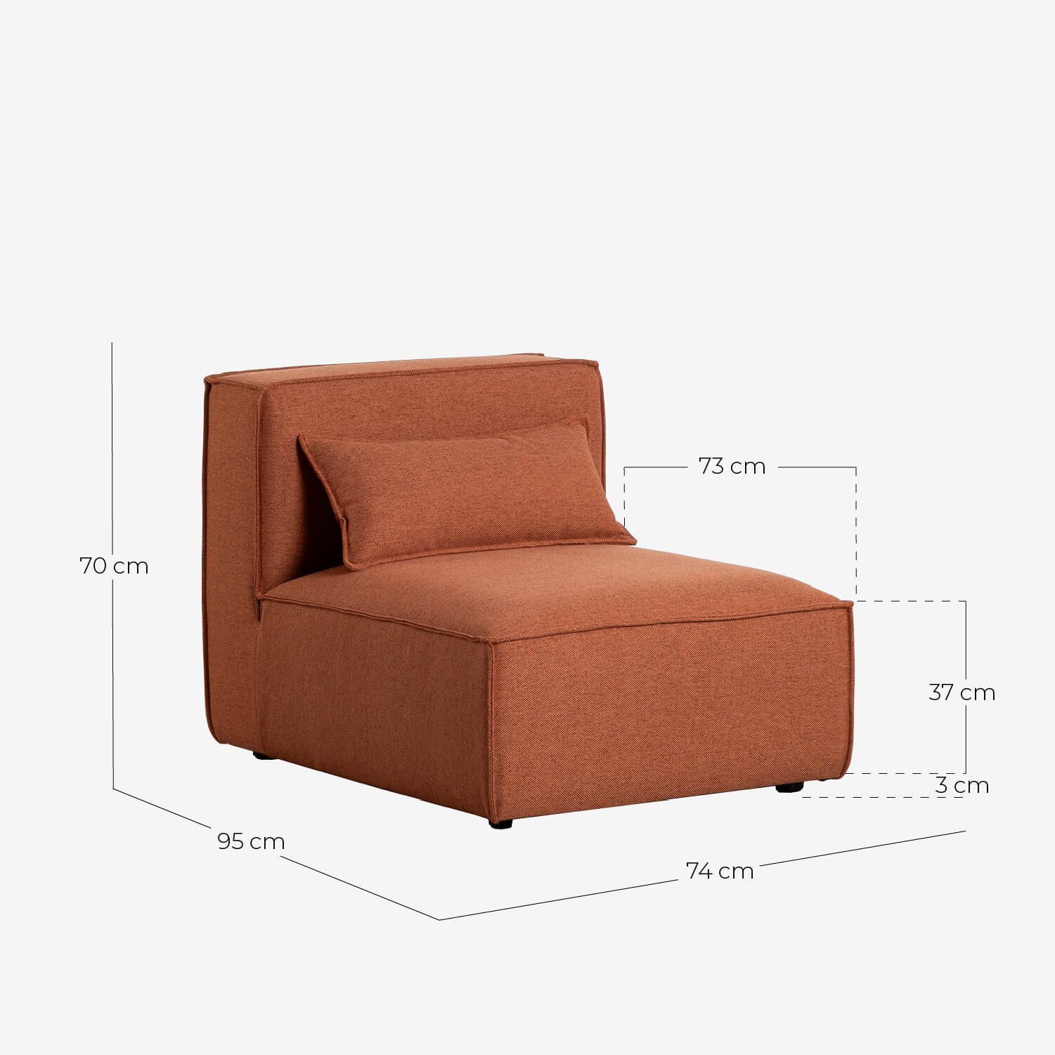 Module de Fauteuil et Canapé en Tissu Kilhe, dimensions