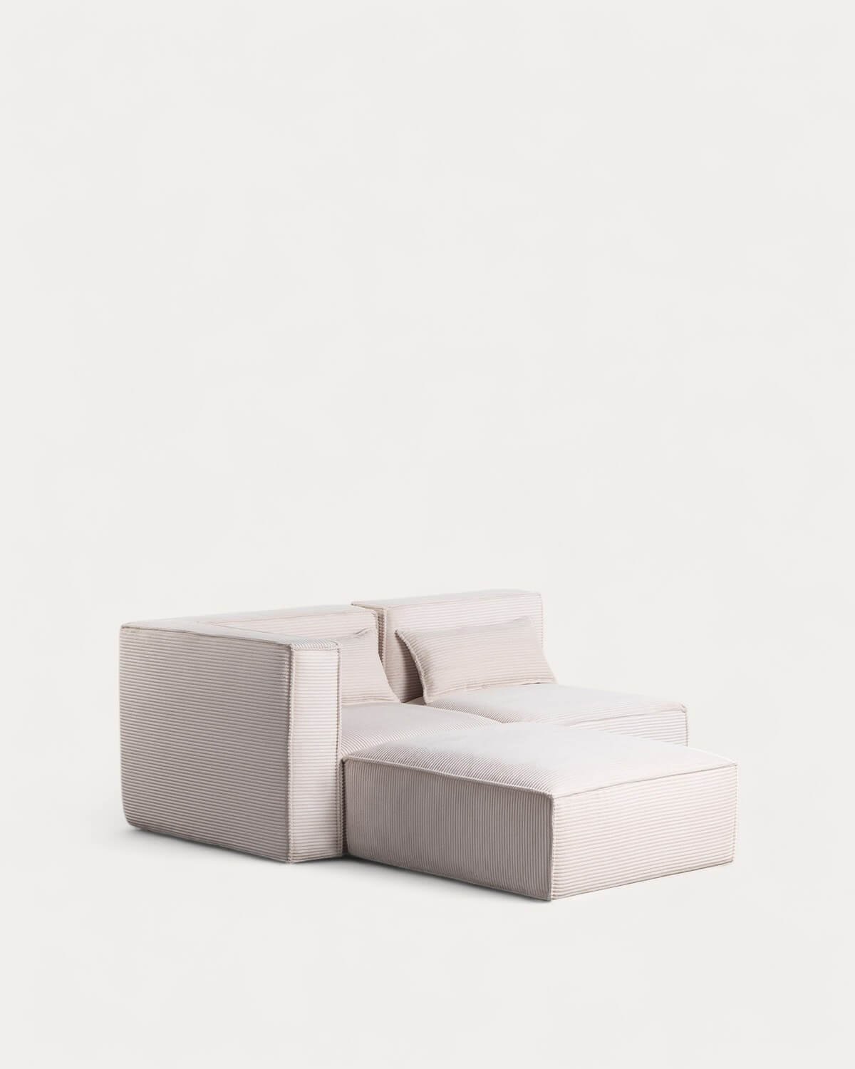 Canapé Modulable d'Angle 2 Pièces et le Fauteuil avec Pouf en Velours Côtelé  Kilhe , image de la gelerie 4