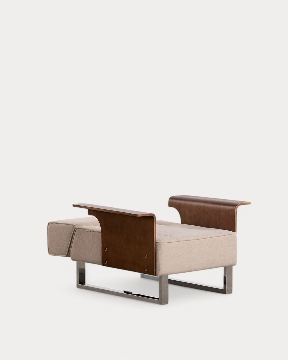 Fauteuil Inclinable avec Repose-Pieds en Tissu et Bois 70s, image de la gelerie 2