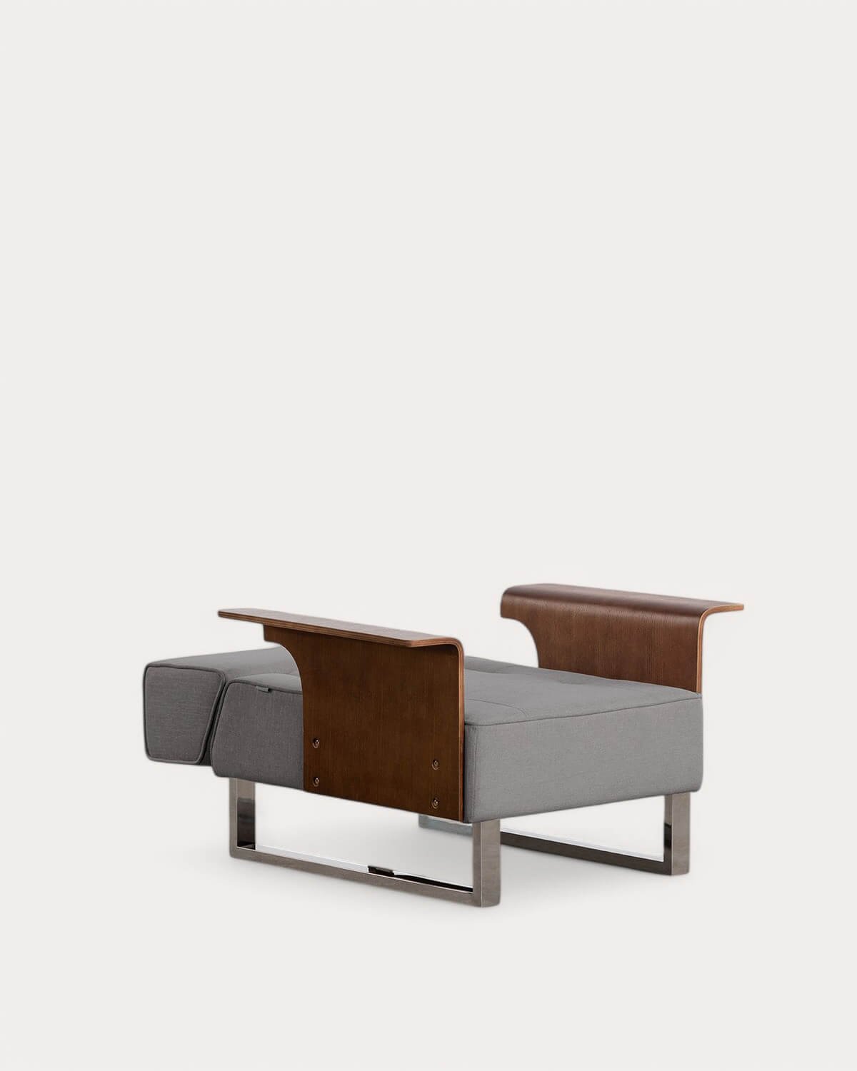 Fauteuil Inclinable avec Repose-Pieds en Tissu et Bois 70s, image de la gelerie 2