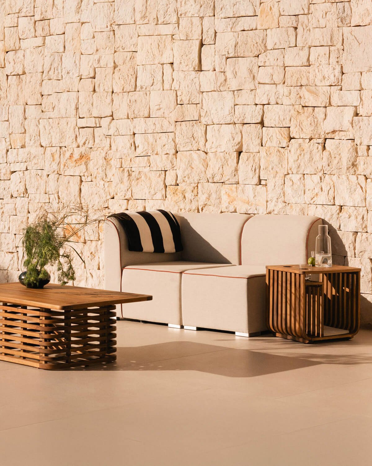 Canapé de Jardin Modulable 2 Pièces d'Angle et Fauteuil en Tissu Lagos, image de la gelerie 2