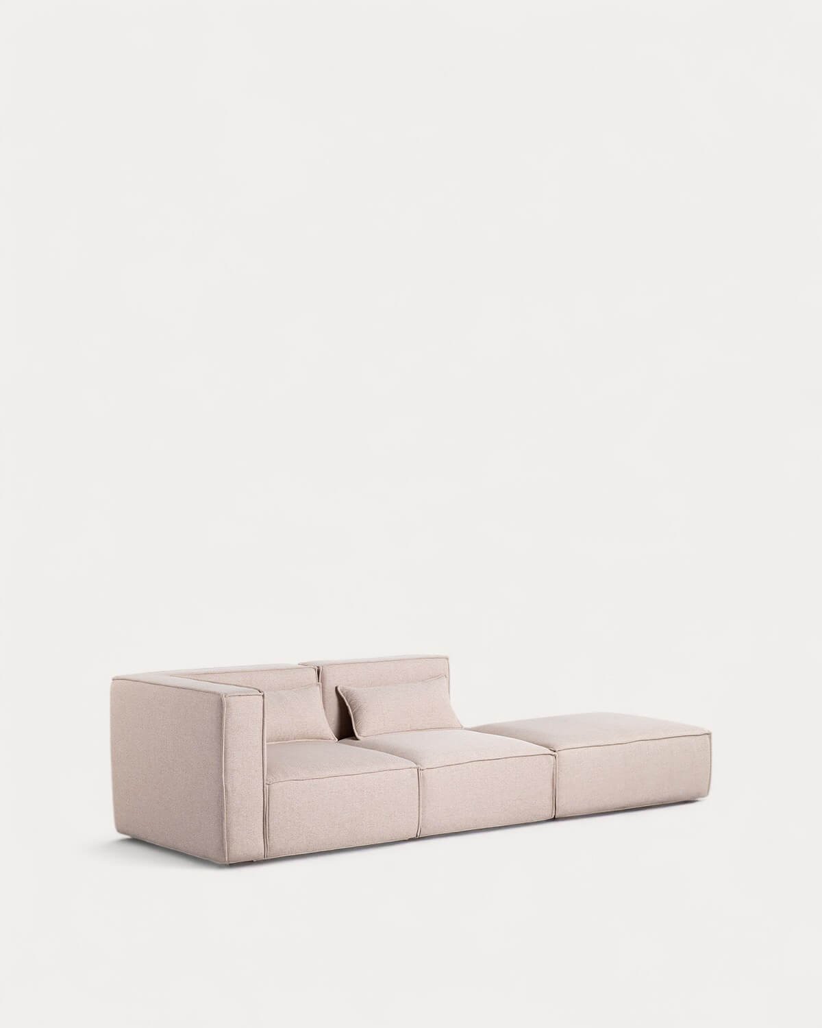 Canapé Modulable d'Angle 2 pièces et Pouf en Tissu Kilhe , image de la gelerie 4