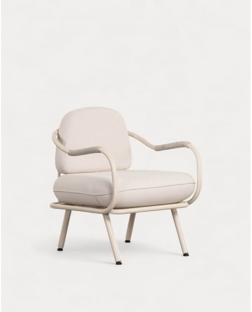 Fauteuil de Jardin en Métal et tissu Xoan - Beige Seashell