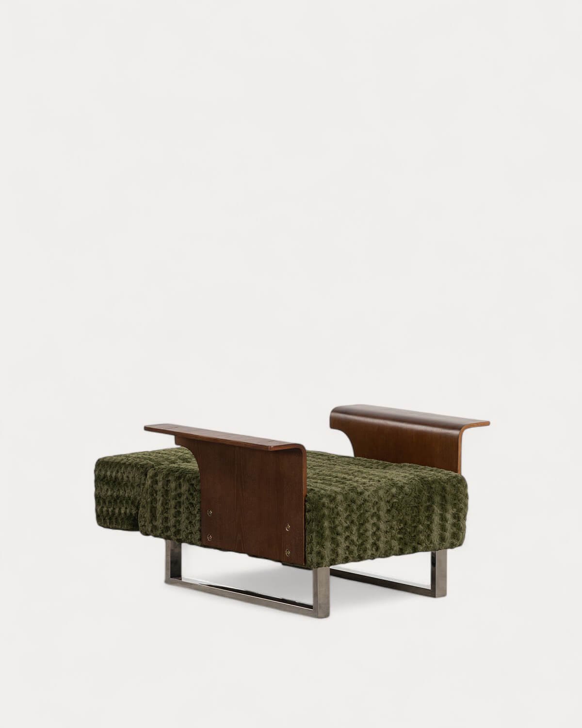 Fauteuil Inclinable en  avec Repose-pieds en Tissu et Bois 70s Furry, image de la gelerie 4449353