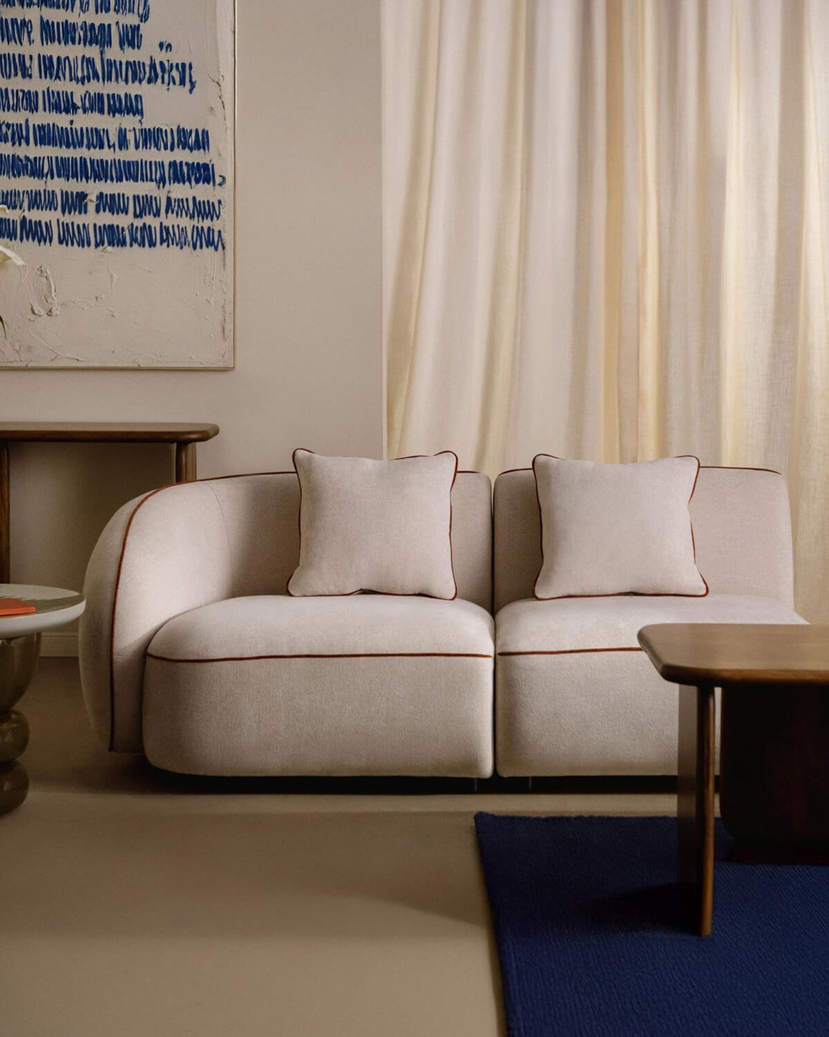 Canapé D'Angle Modulable 2 Pièces avec Fauteuil en Tissu Ilham, image de la gelerie 2