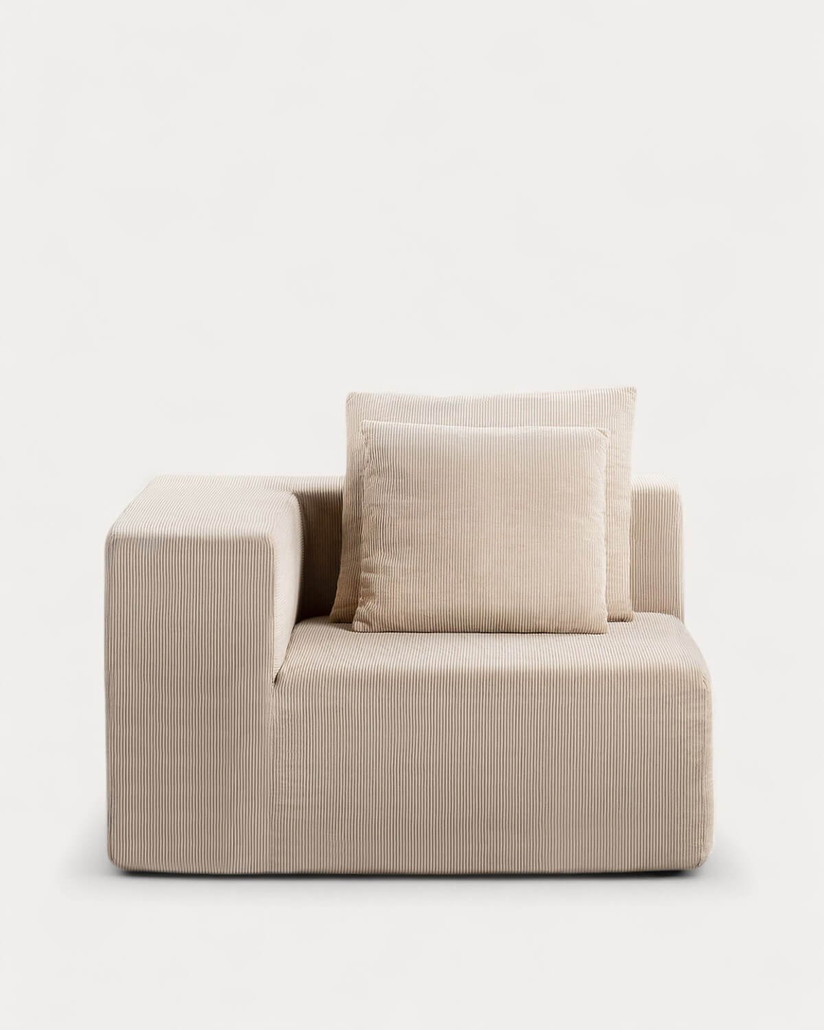Fauteuil d'Angle Gauche en Velours Côtelé Emballée Sous Vide Grecia, image de la gelerie 1