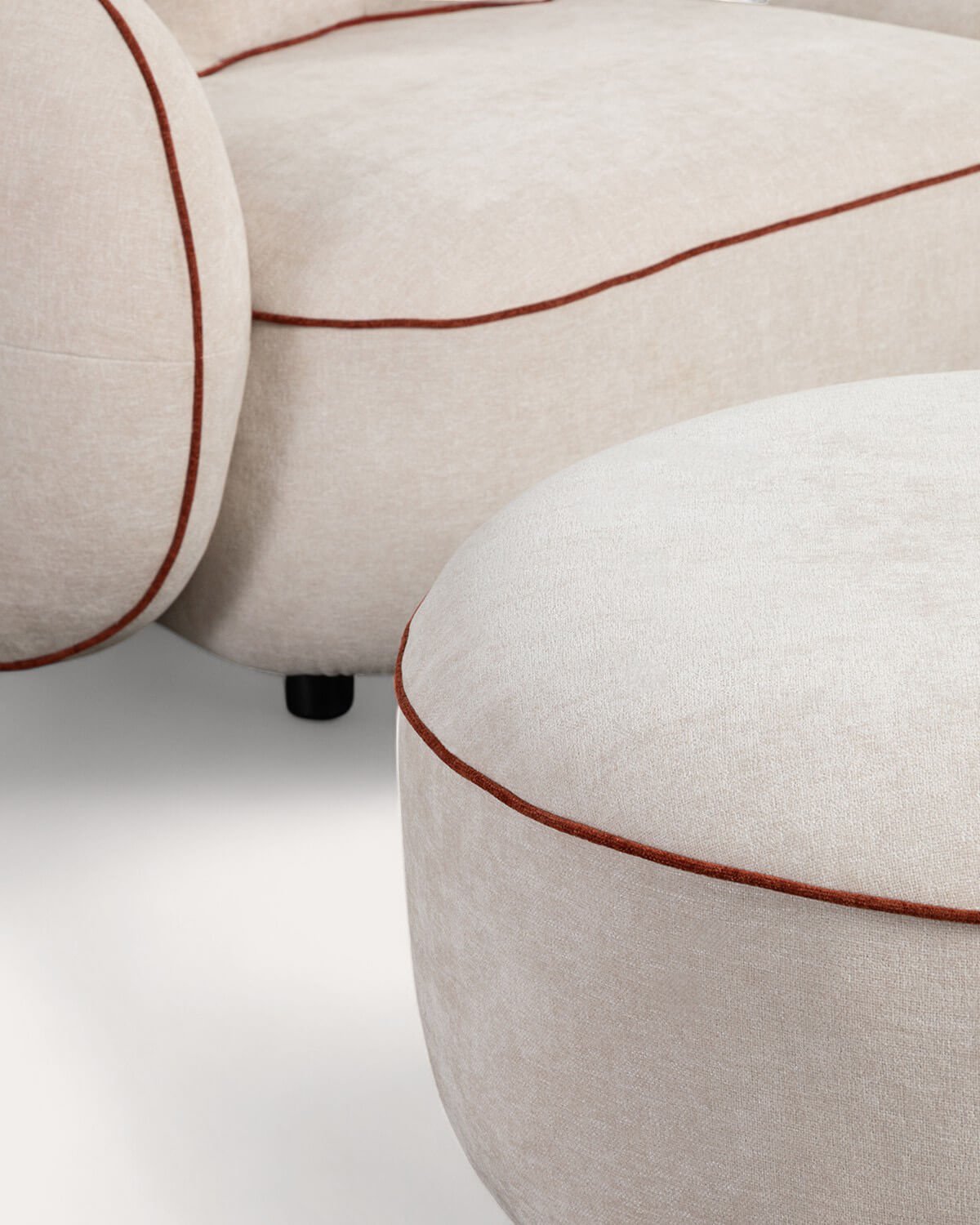 Canapé D'Angle Modulable 2 Pièces avec Méridienne et Pouf en Tissu Ilham, image de la gelerie 4