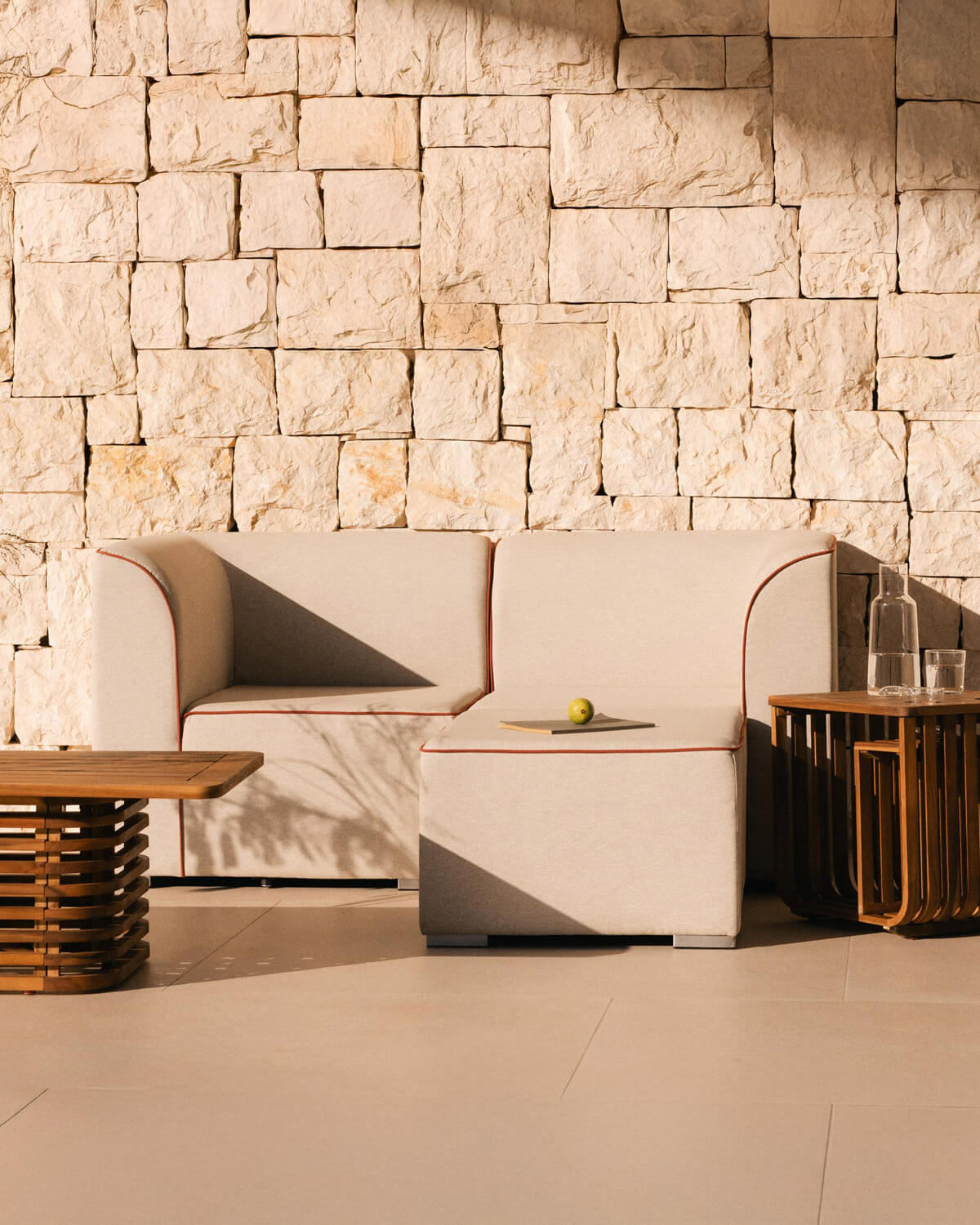Canapé de Jardin Modulable 2 Pièces d'Angle avec Pouf en Tissu Lagos, image de la gelerie 2