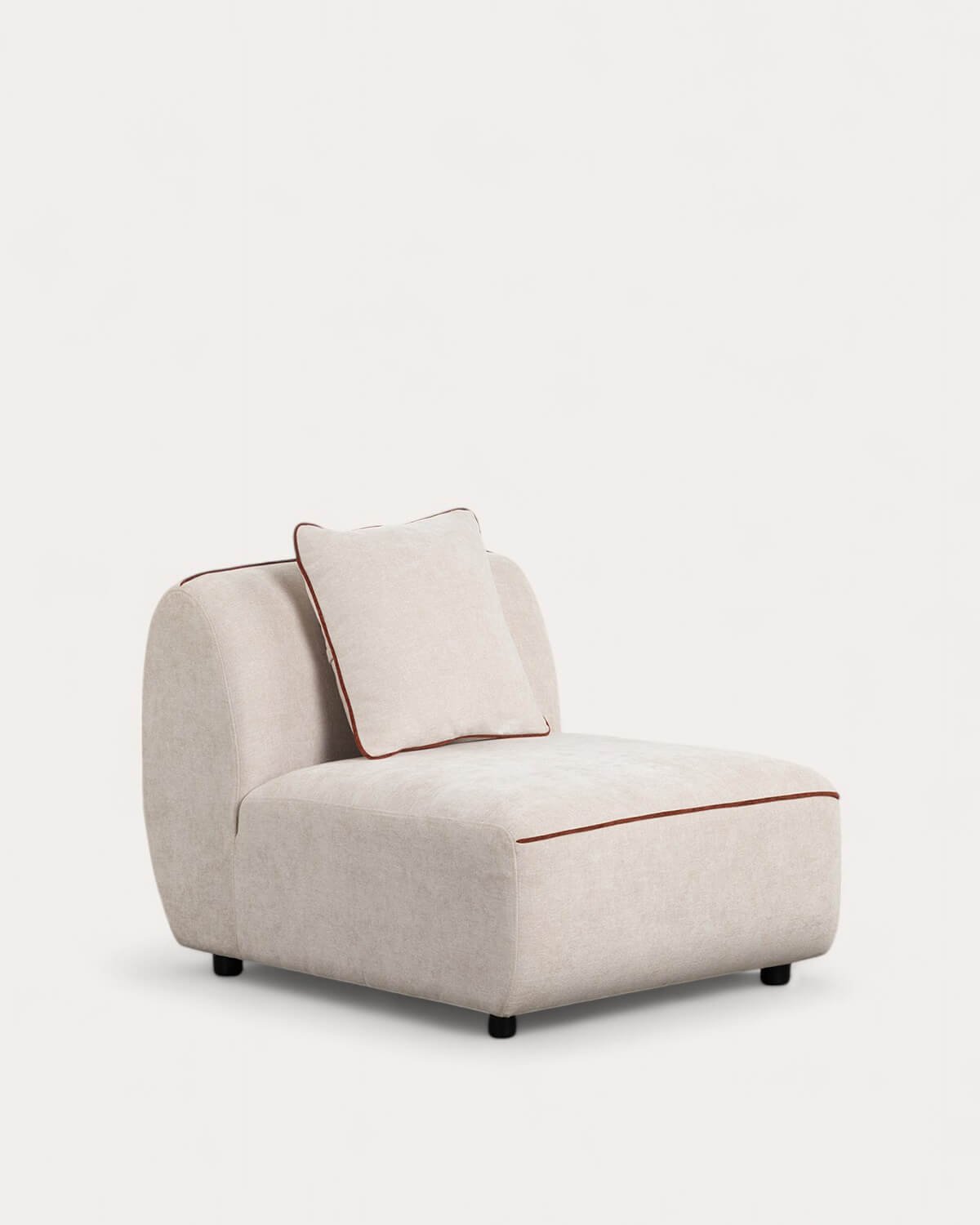 Fauteuil Canapé Modulable 2 Pièces avec Pouf Rond en Tissu Ilham , image de la gelerie 3