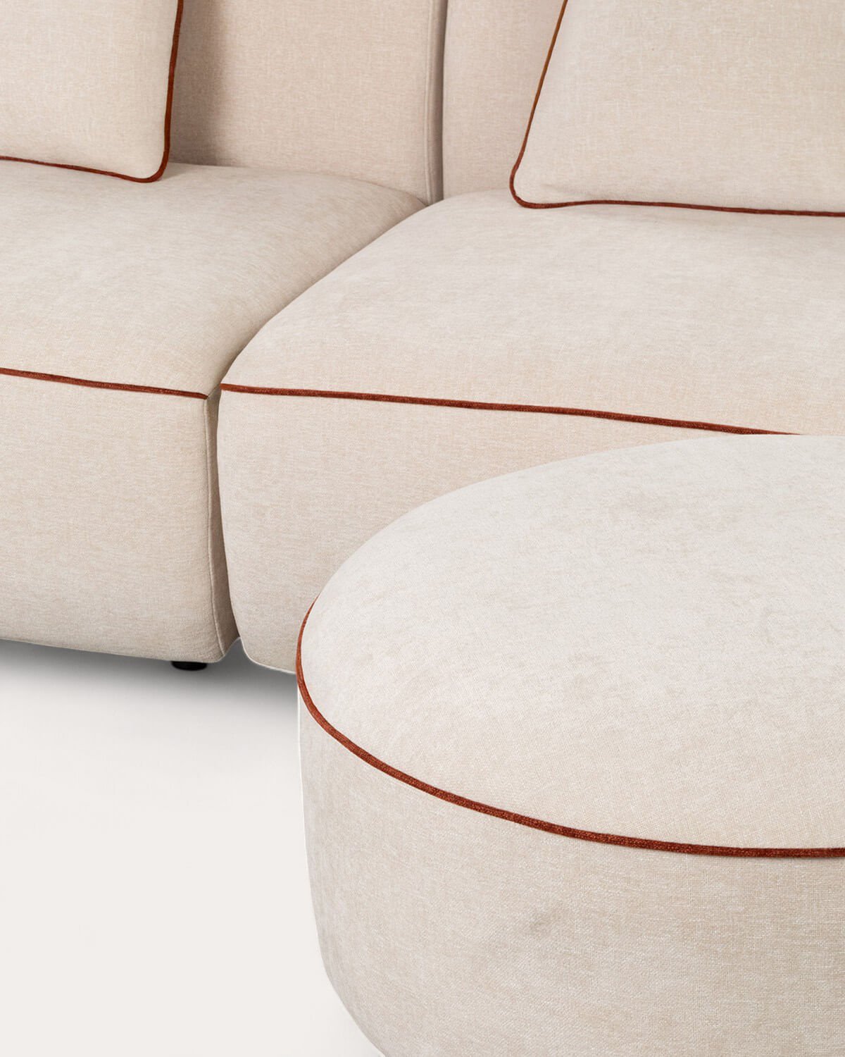 Fauteuil Canapé Modulable 2 Pièces avec Pouf Rond en Tissu Ilham , image de la gelerie 5