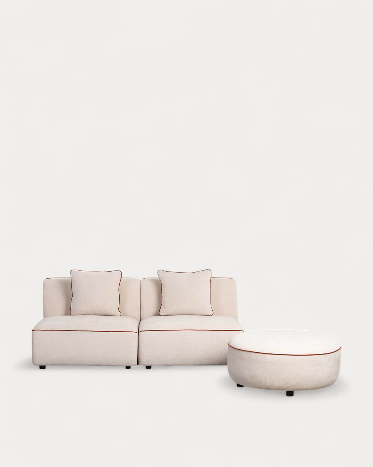 Fauteuil Canapé Modulable 2 Pièces avec Pouf Rond en Tissu Ilham , image de la gelerie 1