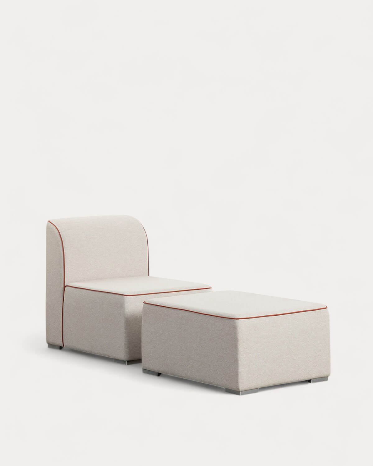 Fauteuil de Jardin Modulable avec Pouf en Tissu Lagos