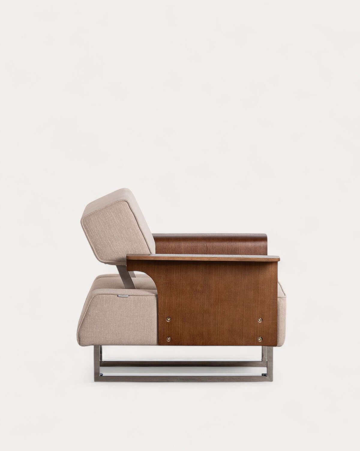 Fauteuil Inclinable avec Accoudoirs en Bois et Tissu 70S, image de la gelerie 5