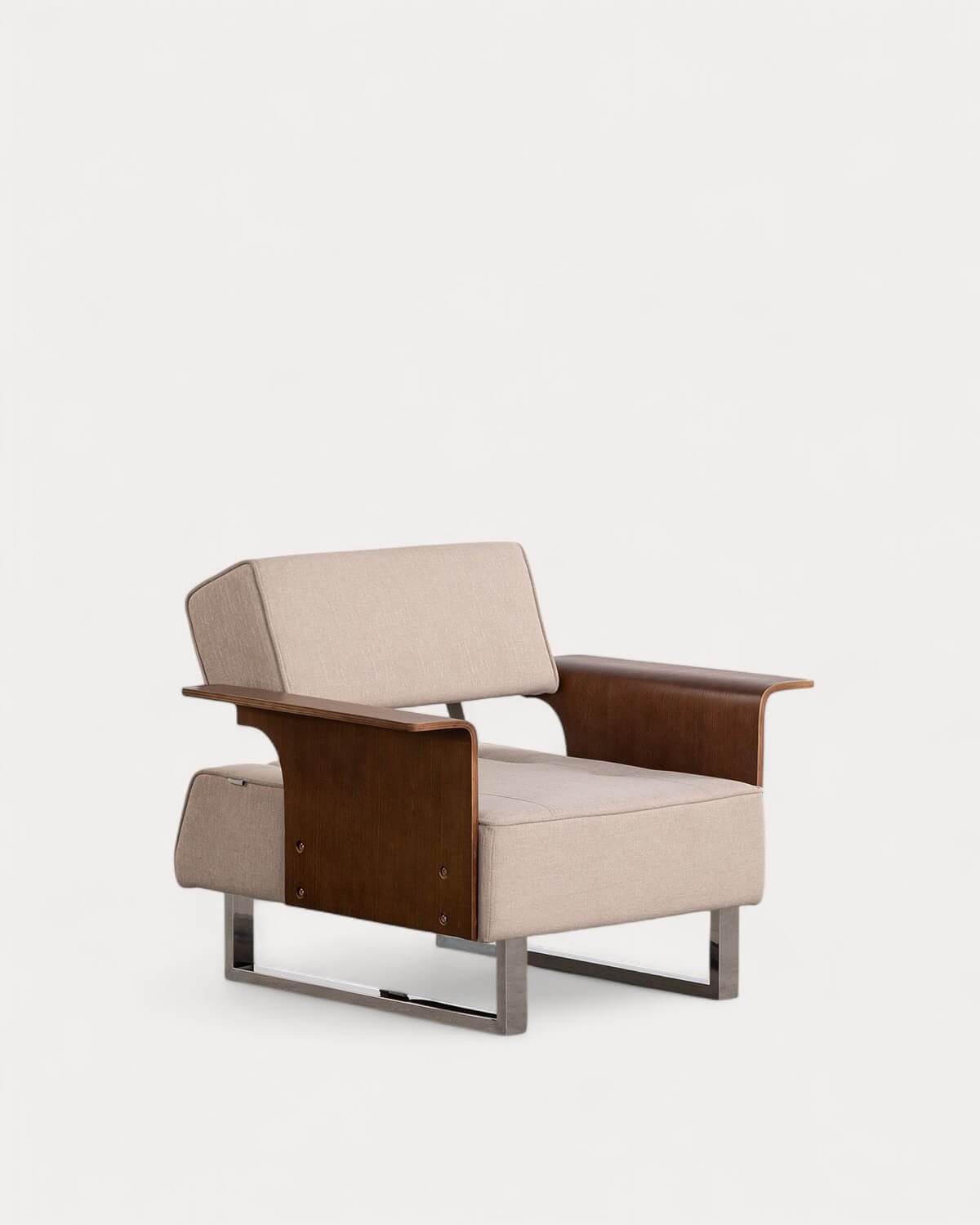 Fauteuil Inclinable avec Accoudoirs en Bois et Tissu 70S, image de la gelerie 1