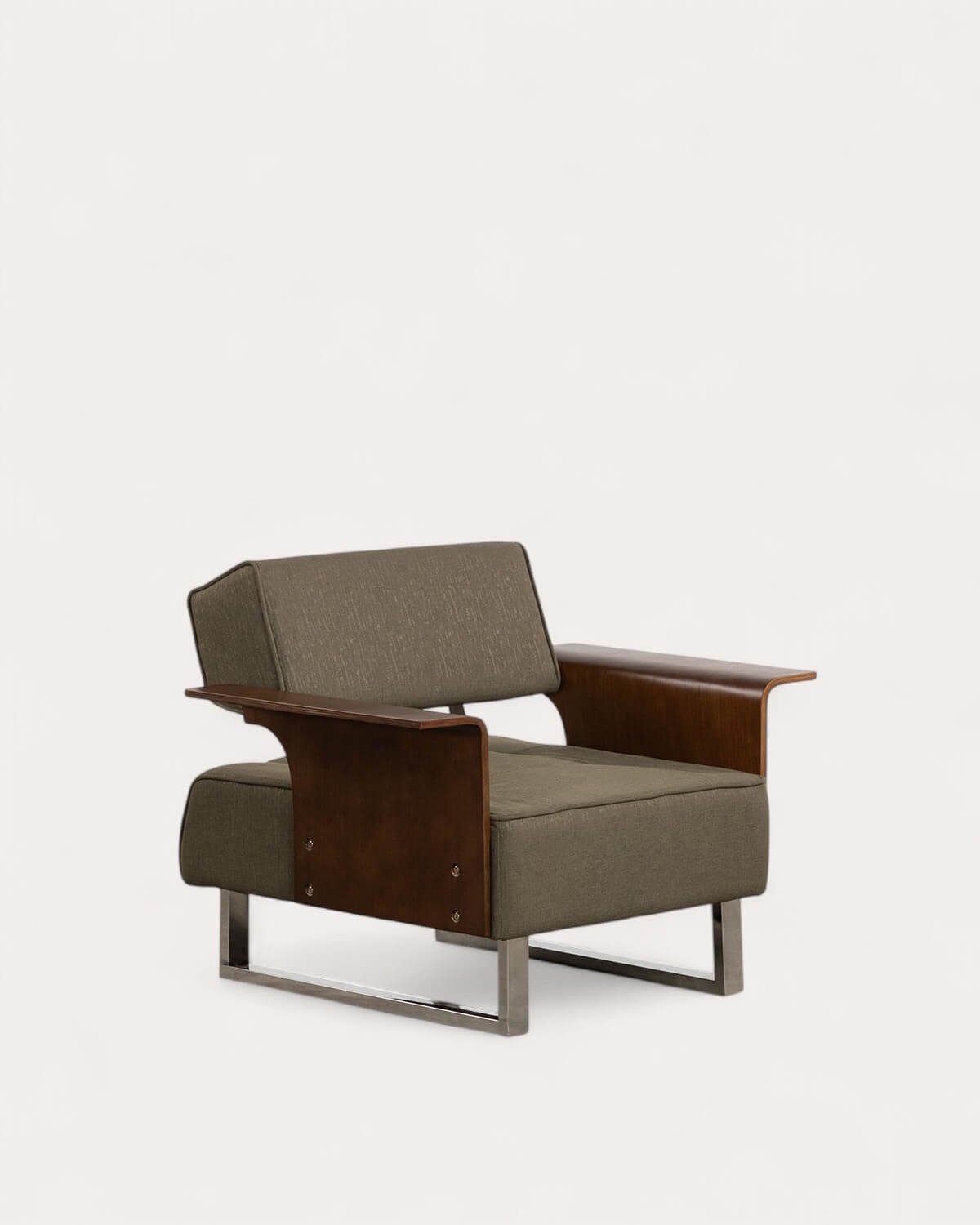 Fauteuil Inclinable avec Accoudoirs en Bois et Tissu 70S, image de la gelerie 1