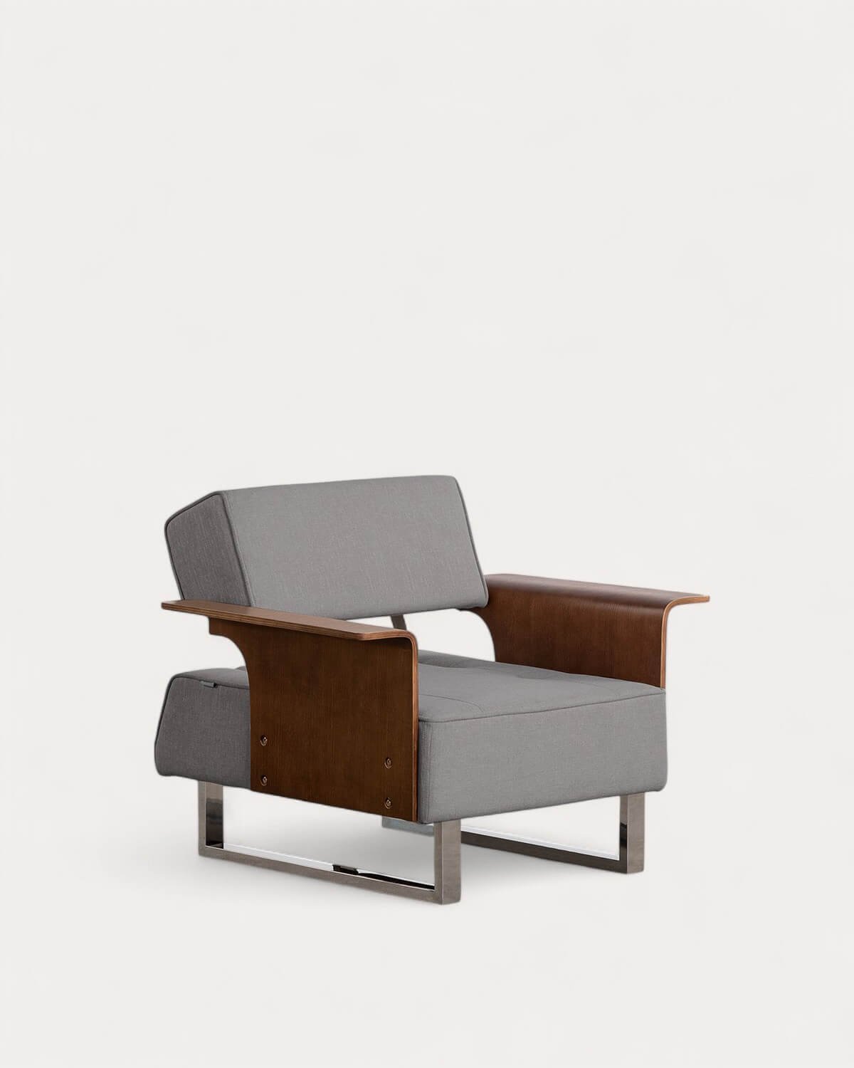 Fauteuil Inclinable avec Accoudoirs en Bois et Tissu 70S, image de la gelerie 1