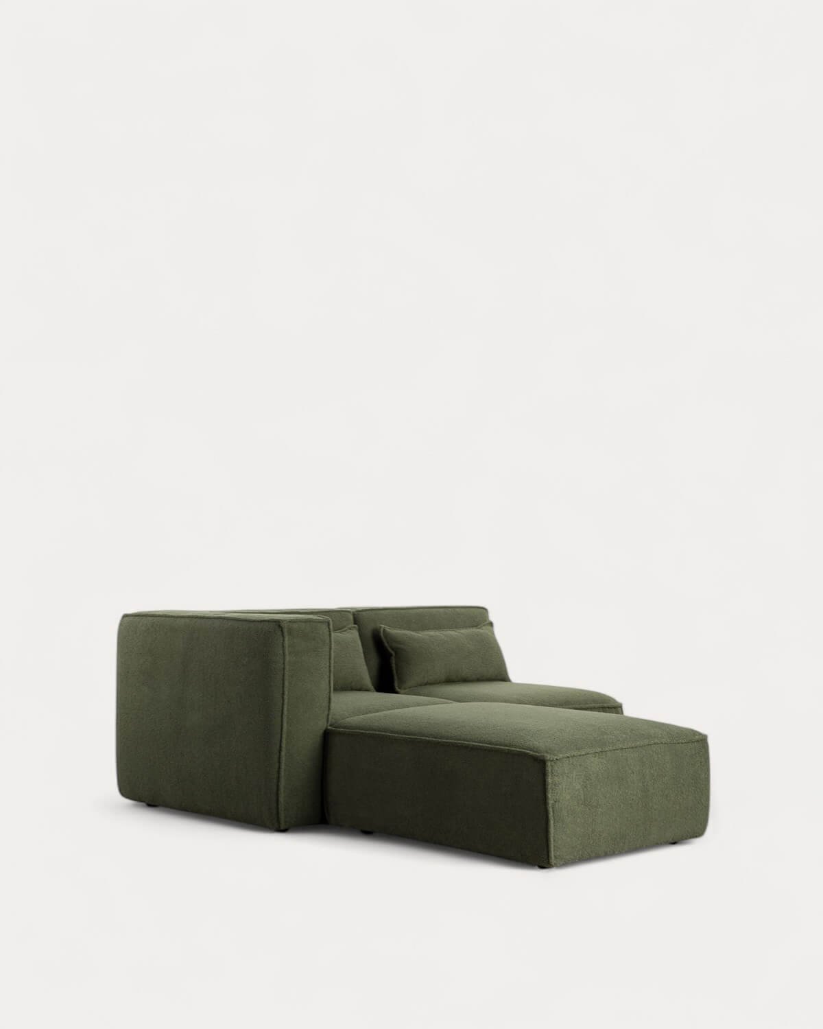 Canapé d'Angle Modulable 2 Pièces et Pouf en Tissu Bouclé Kilhe, image de la gelerie 1