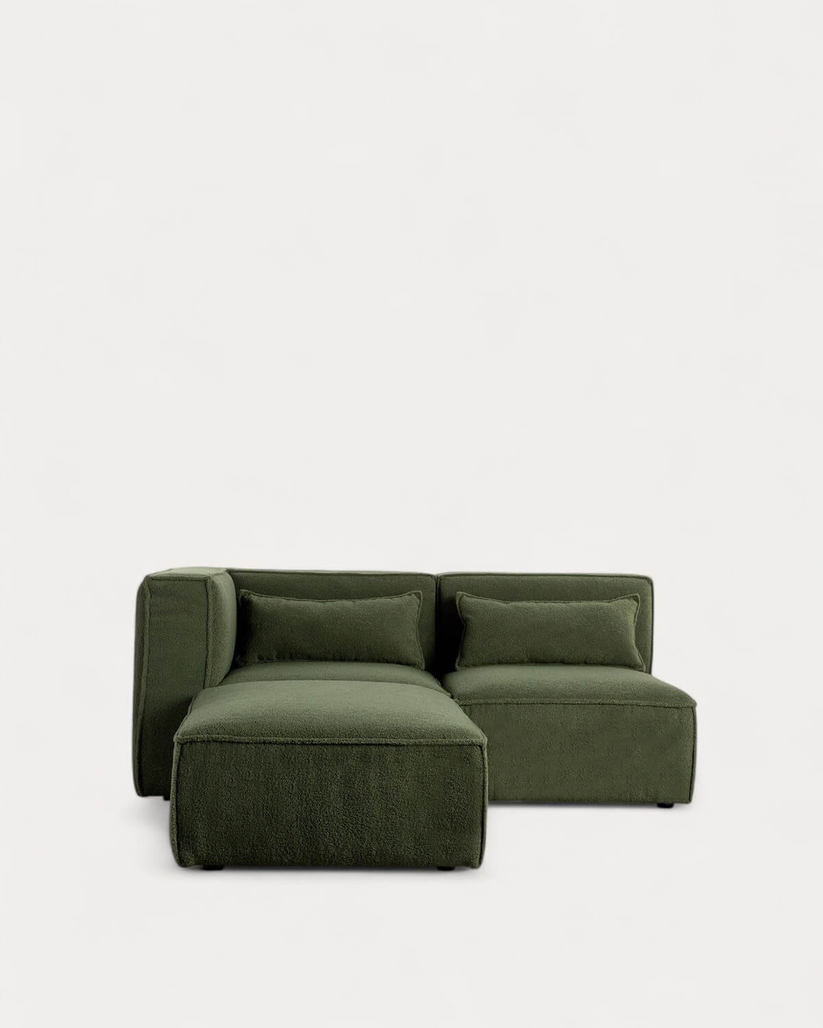 Canapé d'Angle Modulable 2 Pièces et Pouf en Tissu Bouclé Kilhe, image de la gelerie 2