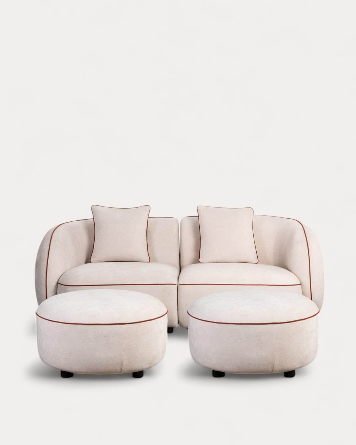 Canapé Modulable avec 2 Pièces D'Angle et 2 Poufs Ronds en Tissu Ilham , image de la gelerie 1