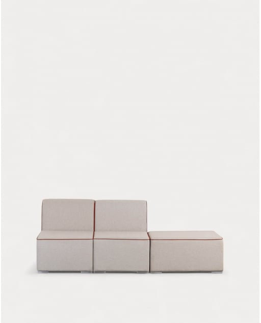 Canapé de Jardin Modulable 2 Pièces Fauteuil et Pouf en Tissu Lagos