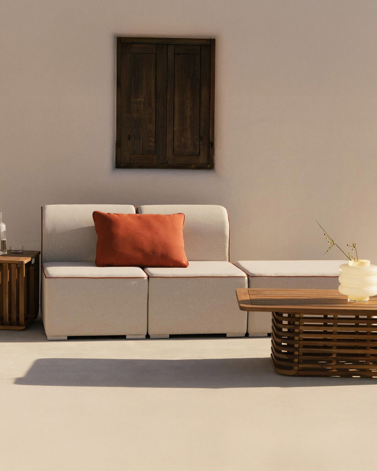 Canapé de Jardin Modulable 2 Pièces Fauteuil et Pouf en Tissu Lagos, image de la gelerie 2