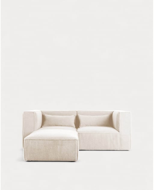 Canapé Modulable avec 2 Pièces d'Angle et Pouf en Tissu Bouclé Kilhe