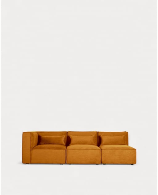 Canapé Modulaire 3 Pièces avec 2 Fauteuils en Velours Côtelé Kilhe