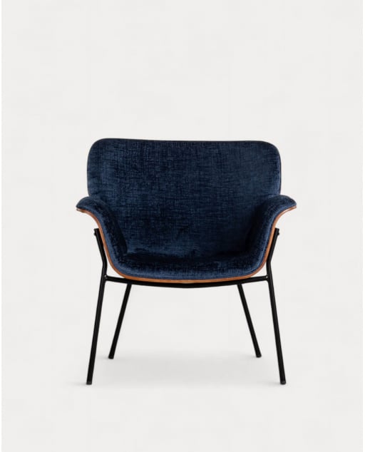 Fauteuil avec Accoudoires en Bois et Tissu Lirio