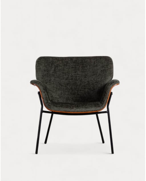 Fauteuil avec Accoudoires en Bois et Tissu Lirio