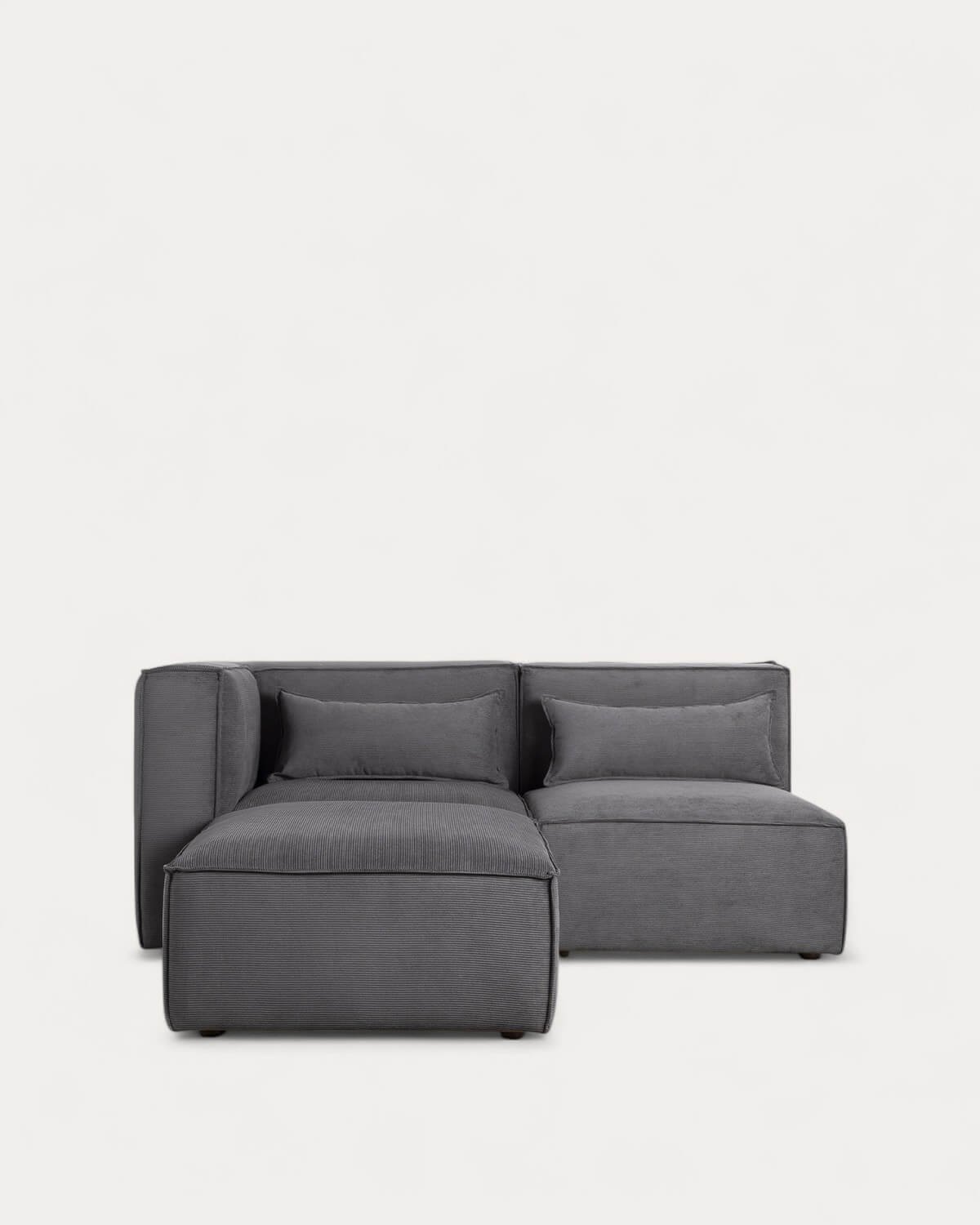 Canapé Modulables d'Angle de 2 Pièces et Pouf en Velours Côtelé Kilhe, image de la gelerie 1
