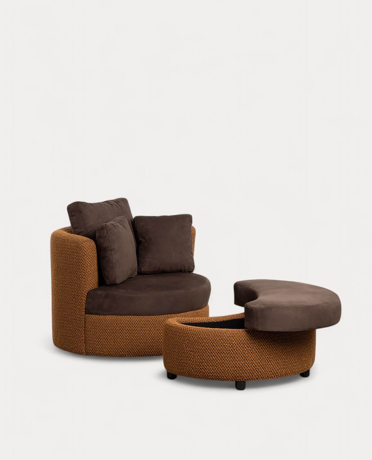 Fauteuil en Tissu avec 3 Coussins et Repose-pieds Jace, image de la gelerie 2