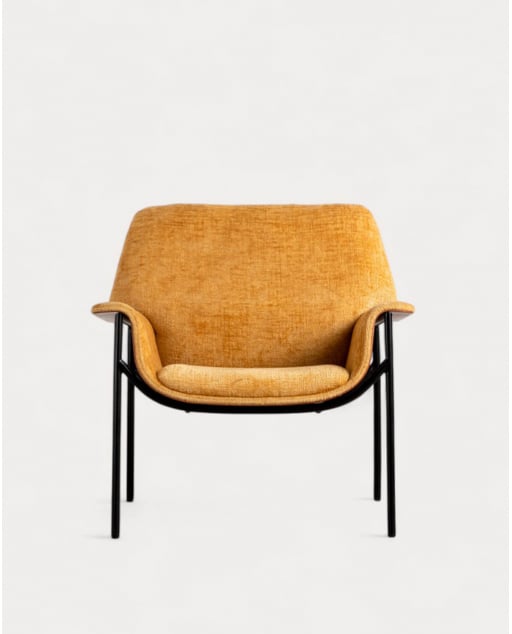 Fauteuil avec Accoudoirs en Bois et Tissu Rinu