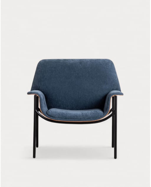 Fauteuil avec Accoudoirs en Bois et Tissu Rinu