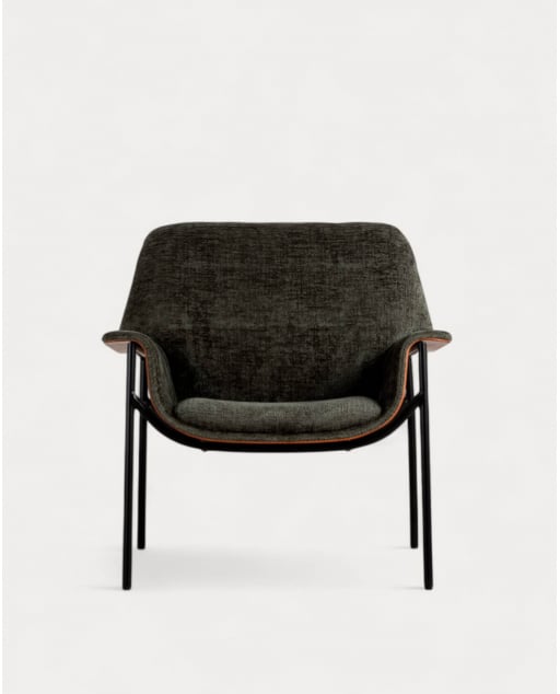 Fauteuil avec Accoudoirs en Bois et Tissu Rinu