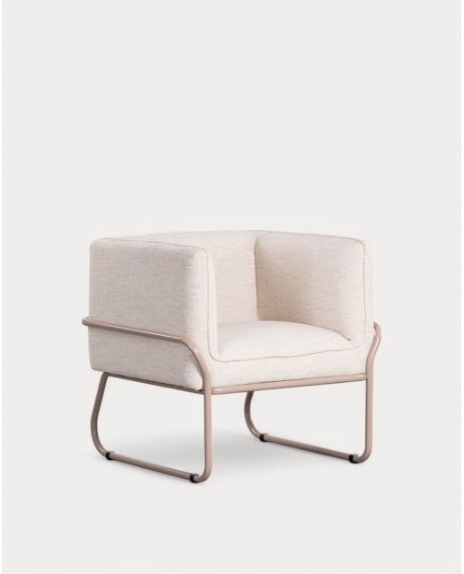 Fauteuil en tissu et métal Marcellus - Tissu -Marron Clay