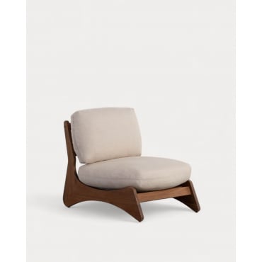 Chaise de Jardin en Bois d'Acacia avec Coussins en Tissu Lorent Acacia moyen - The Masie
