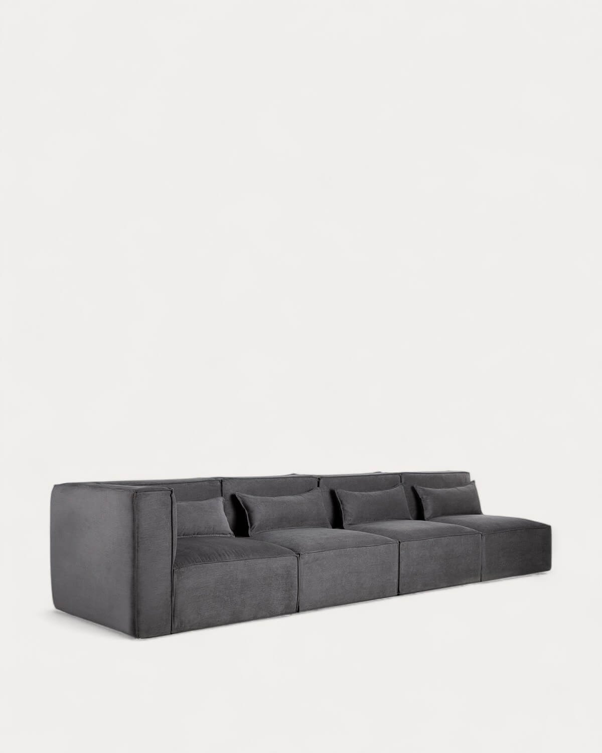 Canapé Modulaire 4 Pièces avec 3 Fauteuils en Velours Côtelé Kilhe, image de la gelerie 2