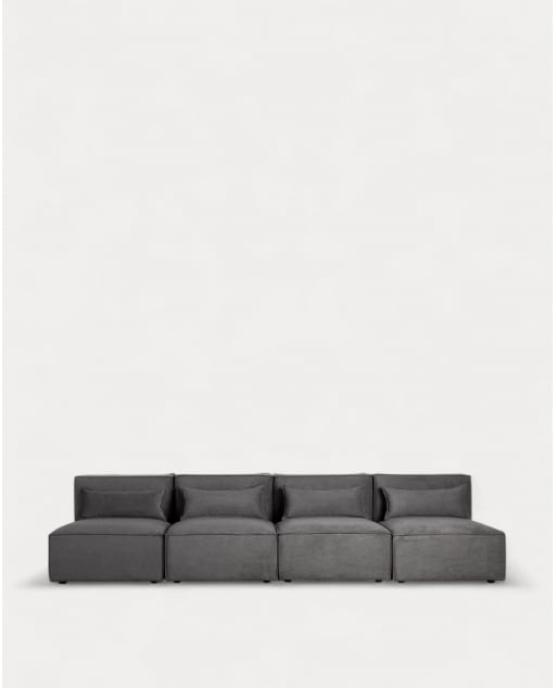 Canapé Modulaire 4 Pièces en Velours Côtelé Kilhe