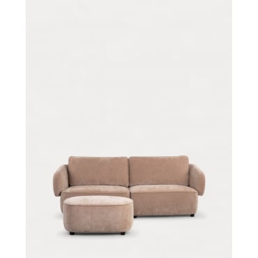 Canapé 2 Places avec Pouf en Tissu Kino Tissu -Marron Clay - The Masie