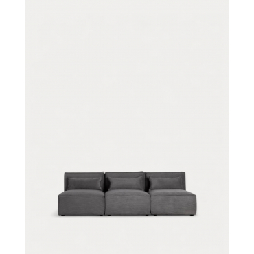 Canapé Modulaire 3 Pièces en Velours Côtelé Kilhe Velours -Gris Graphite - The Masie