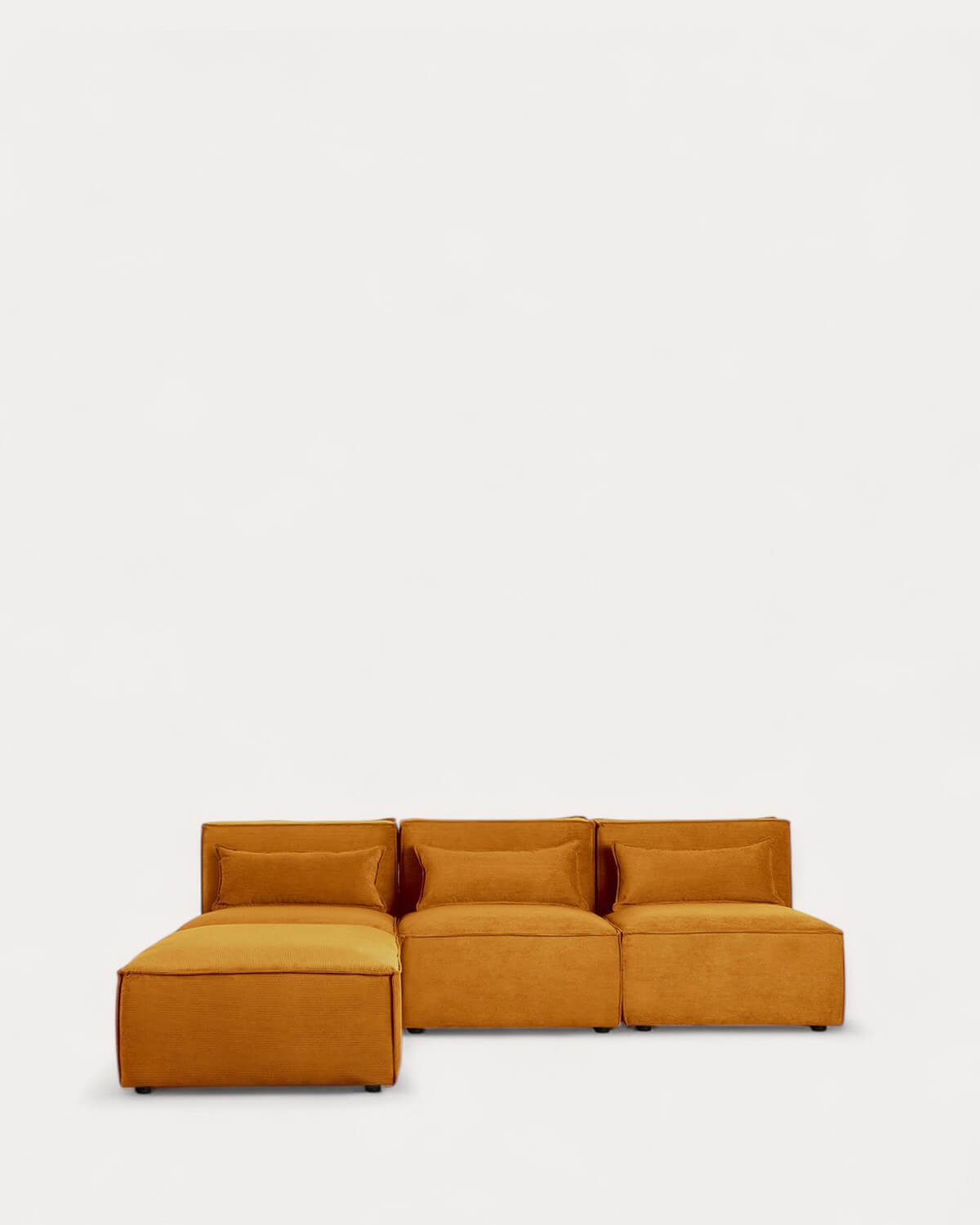 Canapé Modulaire et Pouf 3 Pièces en Velours Côtelé Kilhe