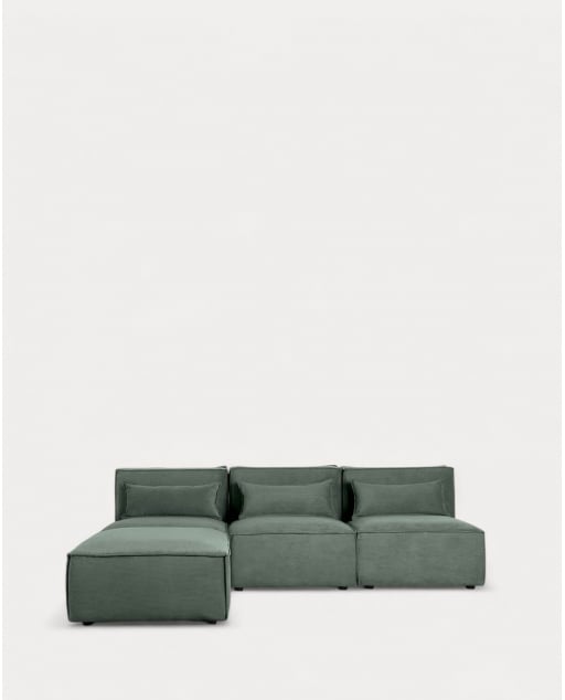 Canapé Modulaire et Pouf 3 Pièces en Velours Côtelé Kilhe