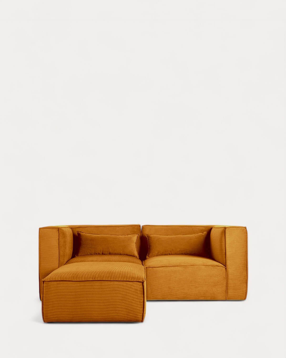 Canapé Modulable avec 2 Pièces d'Angle et Pouf en Velours Côtelé Kilhe