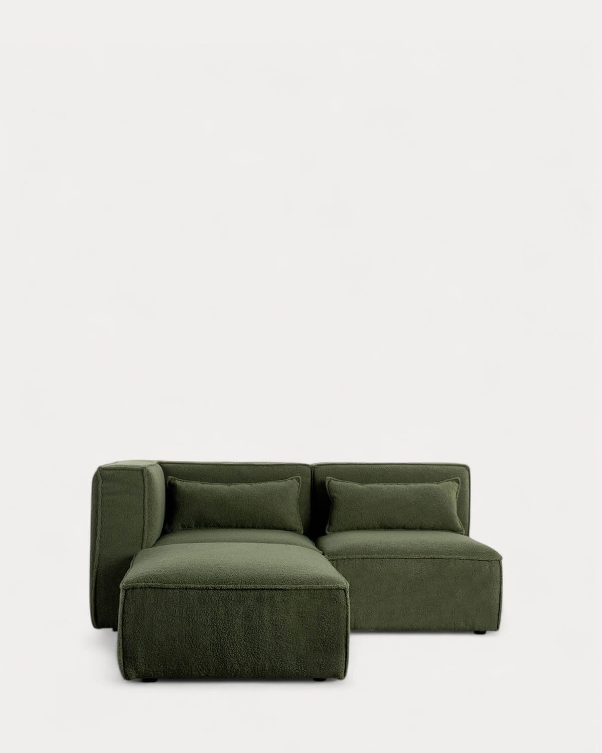 Canapé d'Angle Modulable 2 Pièces et Pouf en Tissu Bouclé Kilhe
