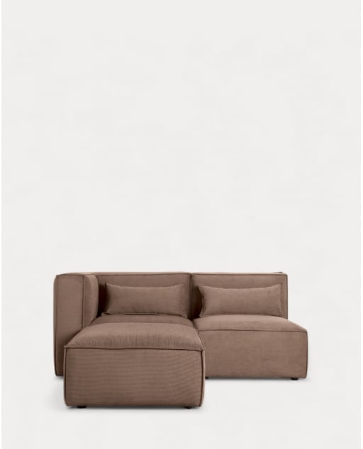 Canapé Modulables d'Angle de 2 Pièces et Pouf en Velours Côtelé Kilhe