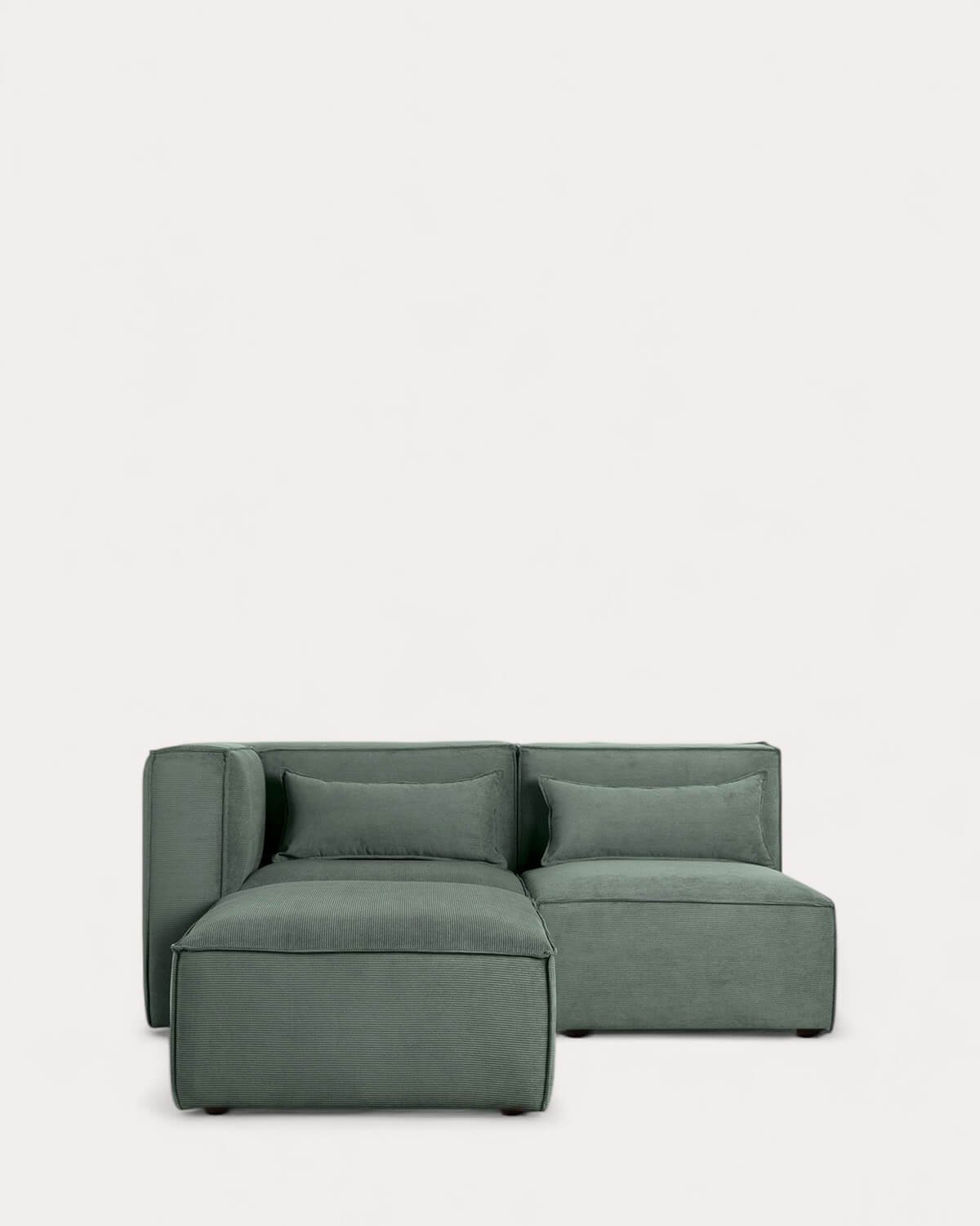 Canapé Modulables d'Angle de 2 Pièces et Pouf en Velours Côtelé Kilhe